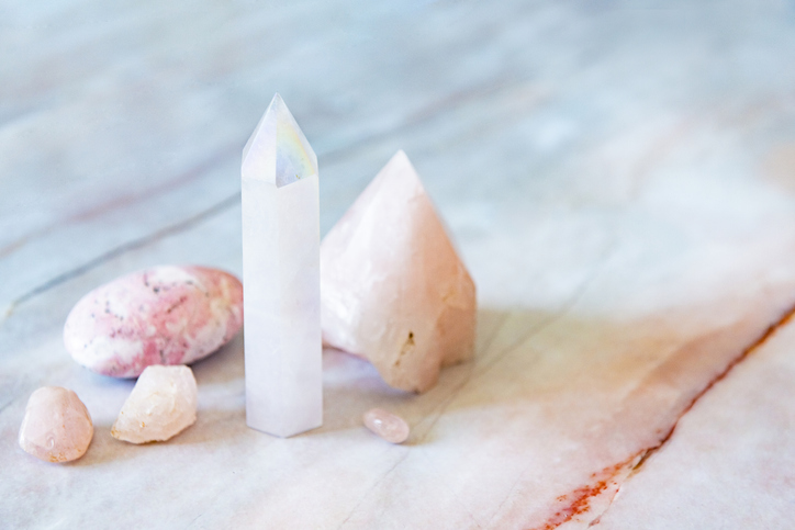 Rose quartz crytals